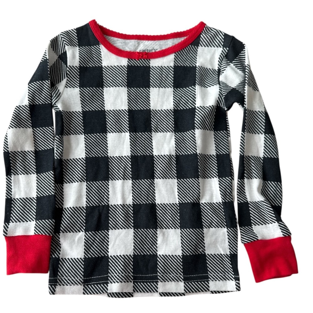 Carter's Baby Girls Checked Plaid Pajama Set Black White Red 2T NWT